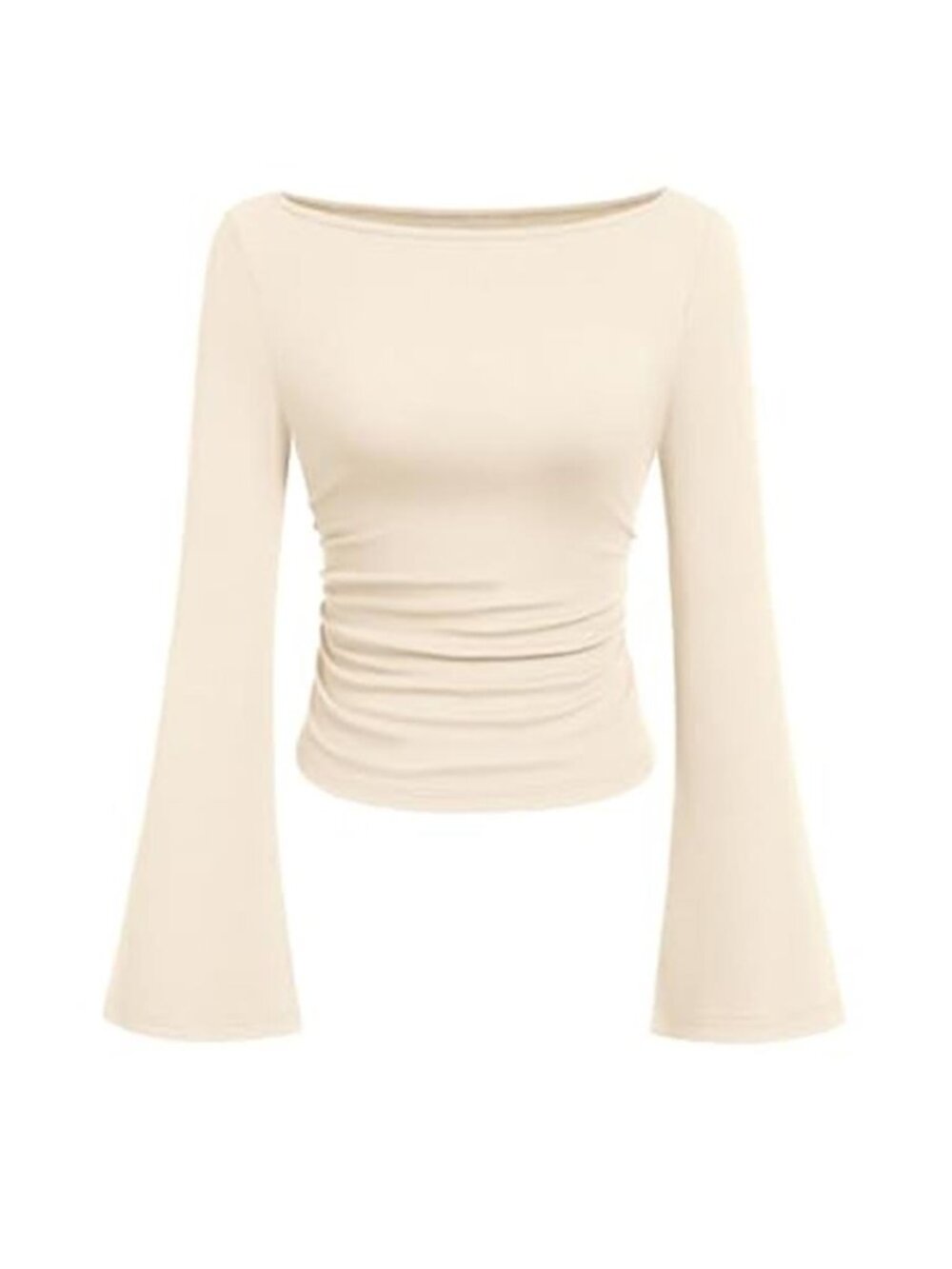 PRETTYGARDEN Womens Bell Long Sleeve Ribbed Knit Tops